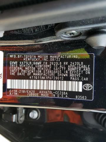 4T1G11AK1PU729012 - 2023 TOYOTA CAMRY SE NIGHT SHADE BLACK photo 12