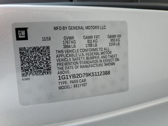 1G1YB2D79K5112388 - 2019 CHEVROLET CORVETTE STINGRAY 1LT SILVER photo 12