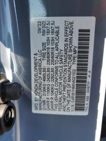 5J6RW1H84NA021502 - 2022 HONDA CR-V EXL GRAY photo 12