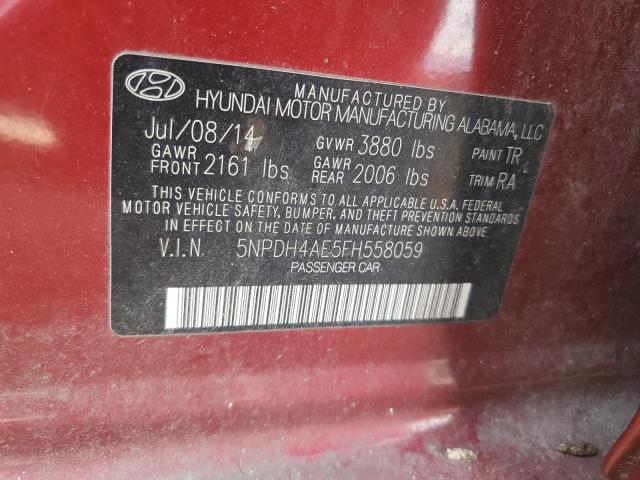 5NPDH4AE5FH558059 - 2015 HYUNDAI ELANTRA SE RED photo 12