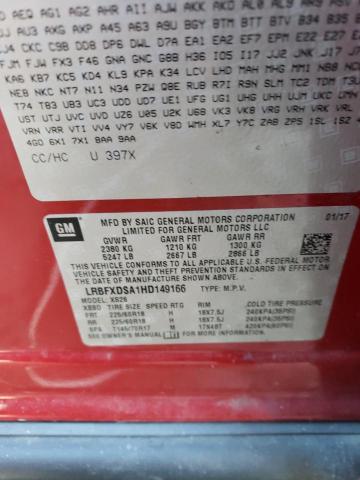 LRBFXDSA1HD149166 - 2017 BUICK ENVISION ESSENCE Կարմիր լուսանկար 12