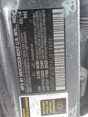 55SWF8DB1KU314696 - 2019 MERCEDES-BENZ C 300 GRAY photo 12