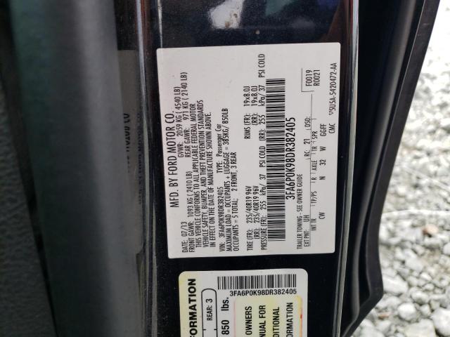 3FA6P0K98DR382405 - 2013 FORD FUSION TITANIUM BLACK photo 12