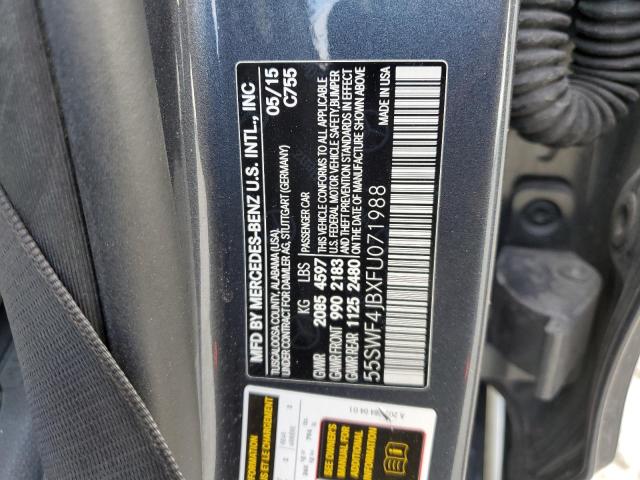 55SWF4JBXFU071988 - 2015 MERCEDES-BENZ C 300 GRAY photo 13