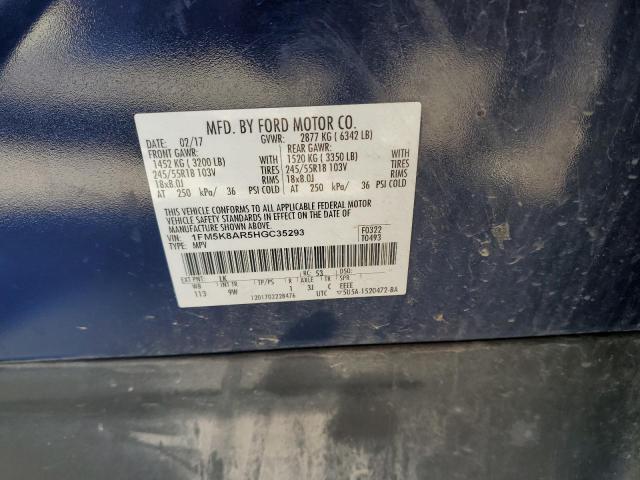 1FM5K8AR5HGC35293 - 2017 FORD EXPLORER POLICE INTERCEPTOR 蓝色 照片 14