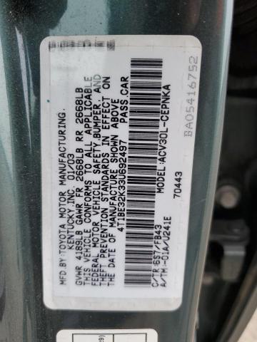 4T1BE32K33U692497 - 2003 TOYOTA CAMRY LE TEAL photo 12