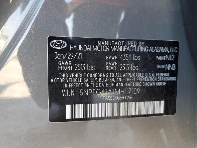 5NPEG4JA1MH117109 - 2021 HYUNDAI SONATA SE GRAY photo 13