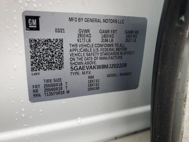 5GAEVAKW8MJ202228 - 2021 BUICK ENCLAVE ESSENCE Սպիտակ լուսանկար 13
