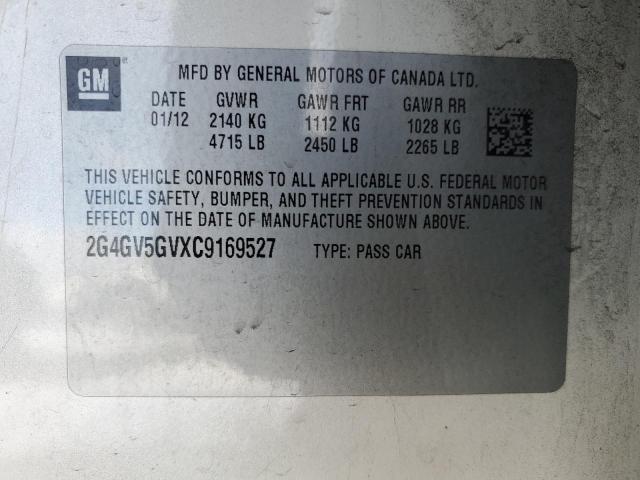 2G4GV5GVXC9169527 - 2012 BUICK REGAL GS Ақ фото 12