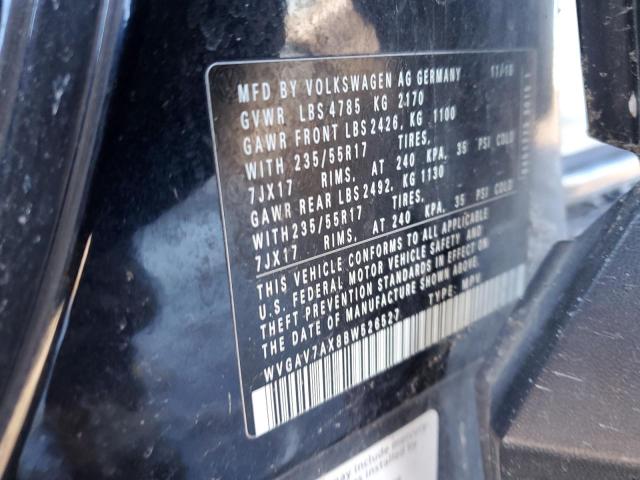 WVGAV7AX8BW526527 - 2011 VOLKSWAGEN TIGUAN S BLACK photo 13