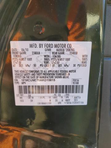 1FMCU9E70AKD15815 - 2010 FORD ESCAPE LIMITED BLACK photo 12