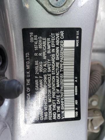 SHHFK7H77HU202151 - 2017 HONDA CIVIC EXL SILVER photo 14