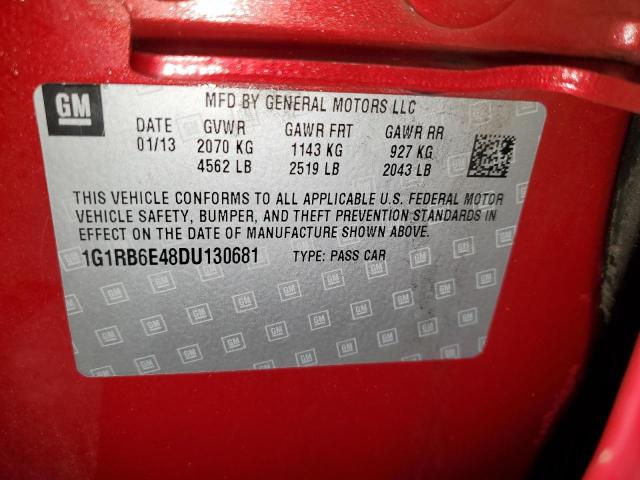 1G1RB6E48DU130681 - 2013 CHEVROLET VOLT RED photo 12