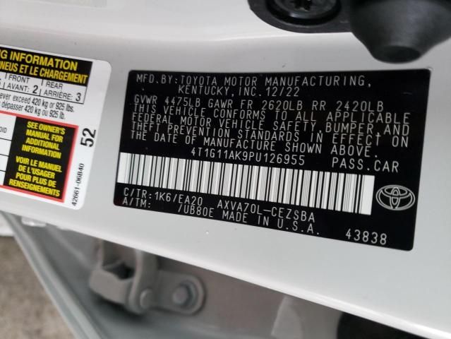 4T1G11AK9PU126955 - 2023 TOYOTA CAMRY SE NIGHT SHADE WHITE photo 12