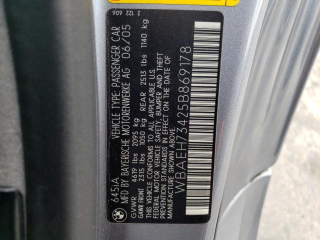 WBAEH73425B869178 - 2005 BMW 645 CI AUTOMATIC SILVER photo 12