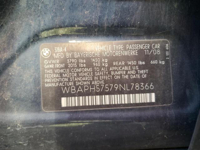 WBAPH57579NL78366 - 2009 BMW 328 I SULEV BLUE photo 12