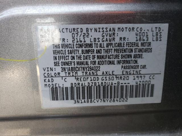 3N1AB8CV7NY284022 - 2022 NISSAN SENTRA SV GRAY photo 12