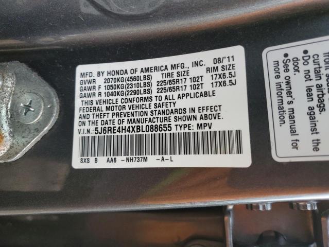 5J6RE4H4XBL088655 - 2011 HONDA CR-V SE GRAY photo 12