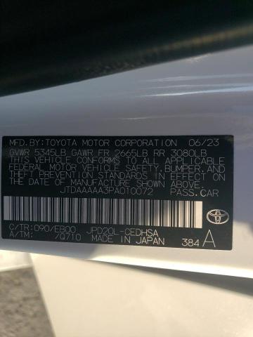 JTDAAAAA3PA010072 - 2023 TOYOTA MIRAI XLE WHITE photo 12