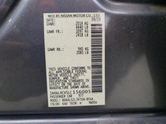 1N4AL4CV5LC156005 - 2020 NISSAN ALTIMA SR GRAY photo 13