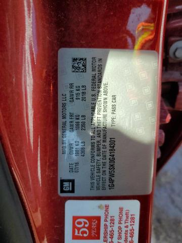 1G4PW5SK0G4184301 - 2016 BUICK VERANO SPORT TOURING RED photo 12