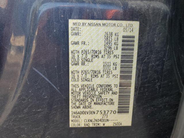 1N6AD0EV3EN753770 - 2014 NISSAN FRONTIER S BLUE photo 12