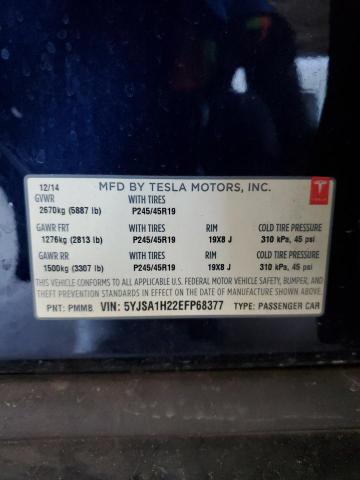 5YJSA1H22EFP68377 - 2014 TESLA MODEL S BLUE photo 12