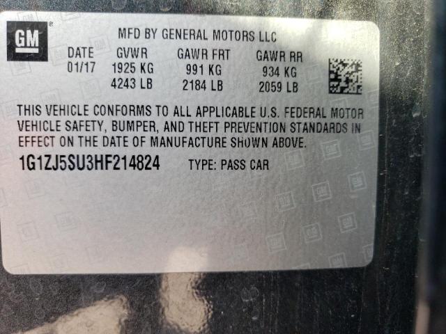 1G1ZJ5SU3HF214824 - 2017 CHEVROLET MALIBU HYBRID GRAY photo 12