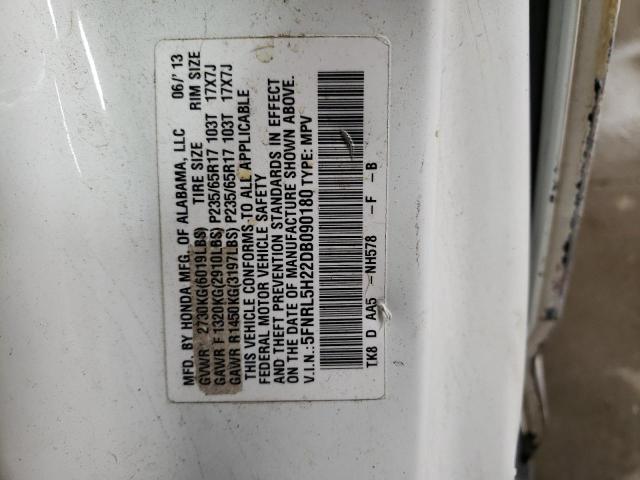 5FNRL5H22DB090180 - 2013 HONDA ODYSSEY LX WHITE photo 12