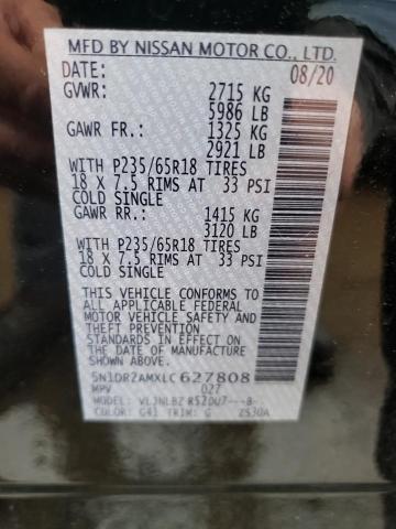 5N1DR2AMXLC627808 - 2020 NISSAN PATHFINDER S BLACK photo 14