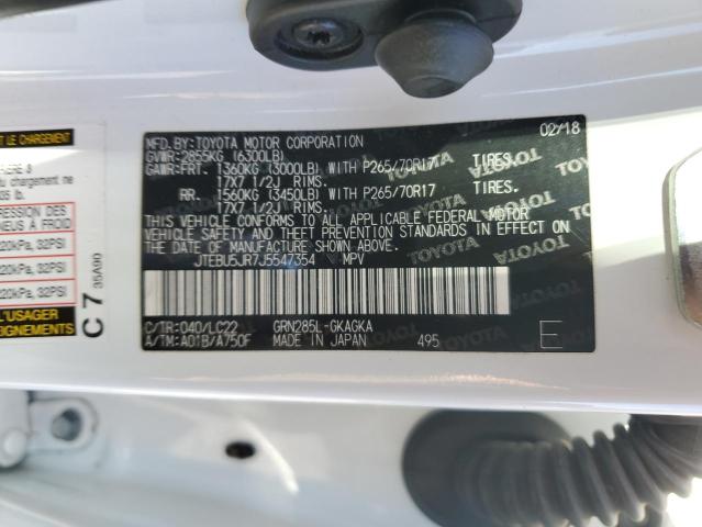 JTEBU5JR7J5547354 - 2018 TOYOTA 4RUNNER SR5/SR5 PREMIUM 白色 照片 13