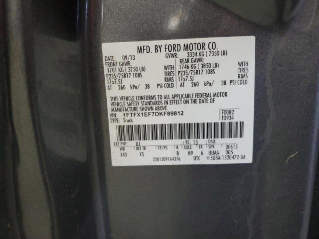 1FTFX1EF7DKF89812 - 2013 FORD F150 SUPER CAB GRAY photo 12