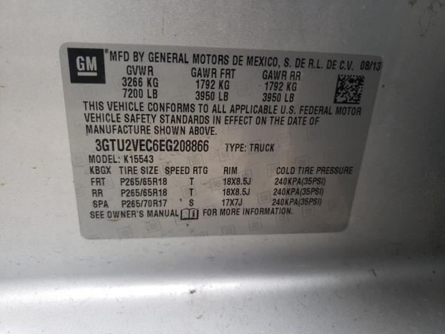 3GTU2VEC6EG208866 - 2014 GMC SIERRA K1500 SLT SILVER photo 12