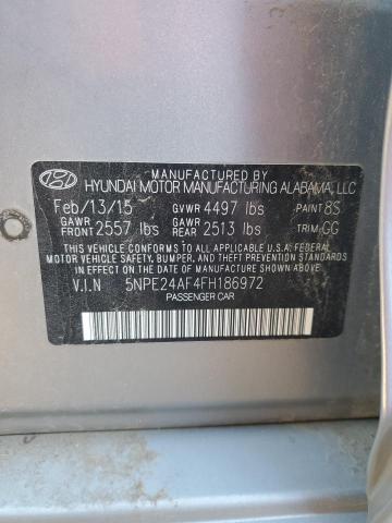 5NPE24AF4FH186972 - 2015 HYUNDAI SONATA SE SILVER photo 12