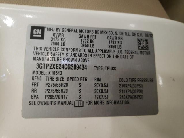 3GTP2XE24CG309434 - 2012 GMC SIERRA K1500 DENALI WHITE photo 12