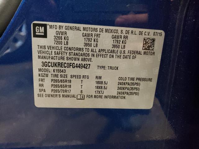 3GCUKREC0FG449427 - 2015 CHEVROLET SILVERADO K1500 LT BLUE photo 12