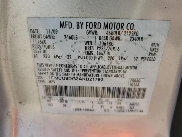 1FMCU9DG2AKB21790 - 2010 FORD ESCAPE XLT SILVER photo 13