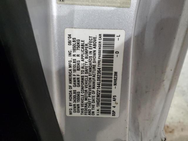 1HGEM22144L082364 - 2004 HONDA CIVIC DX VP SILVER photo 12