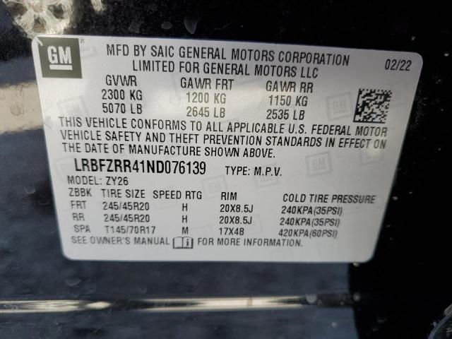 LRBFZRR41ND076139 - 2022 BUICK ENVISION AVENIR BLACK photo 13