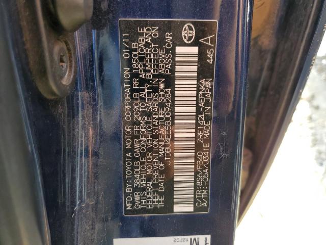 JTDBU4EE5BJ094284 - 2011 TOYOTA COROLLA BASE BLUE photo 12