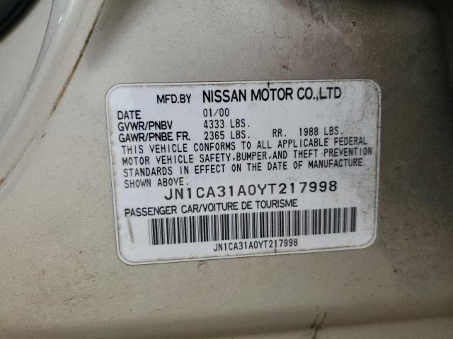 JN1CA31A0YT217998 - 2000 NISSAN MAXIMA GLE TAN photo 12