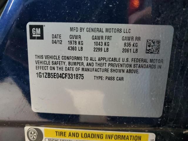 1G1ZB5E04CF331875 - 2012 CHEVROLET MALIBU LS BLUE photo 12