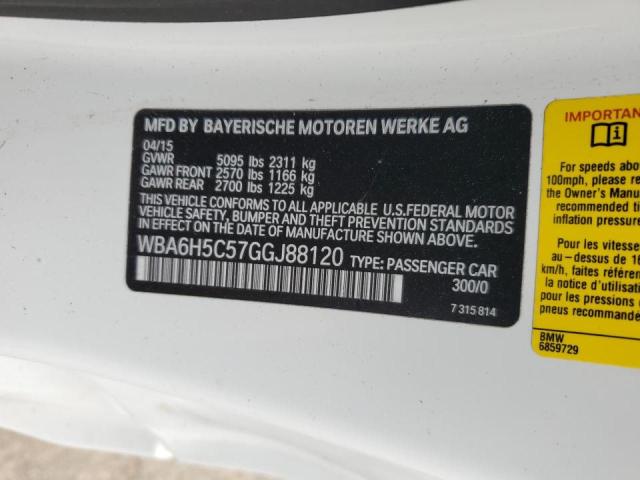 WBA6H5C57GGJ88120 - 2016 BMW 650 I WHITE photo 12