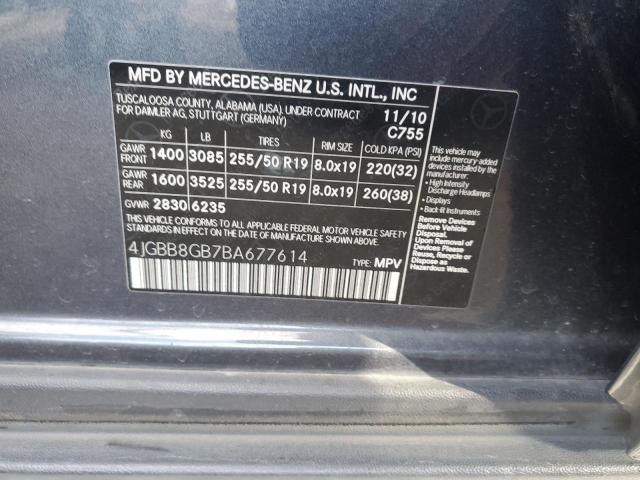4JGBB8GB7BA677614 - 2011 MERCEDES-BENZ ML 350 4MATIC GRAY photo 13