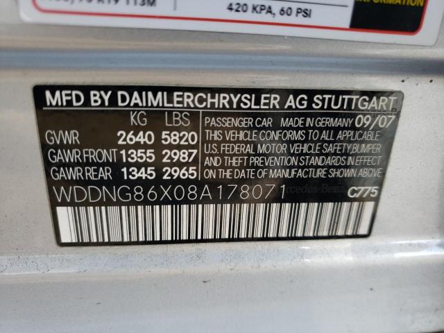 WDDNG86X08A178071 - 2008 MERCEDES-BENZ S 550 4MATIC SILVER photo 12