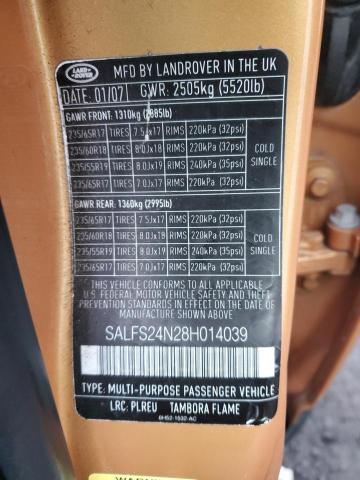 SALFS24N28H014039 - 2008 LAND ROVER LR2 SE TECHNOLOGY ORANGE photo 12