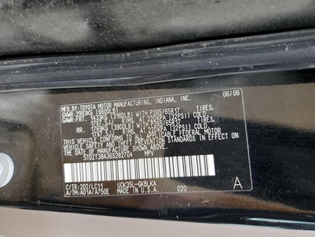 5TDZT38A36S282704 - 2006 TOYOTA SEQUOIA LIMITED BLACK photo 13