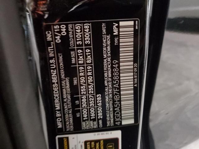 4JGDA5HB7FA588849 - 2015 MERCEDES-BENZ ML 350 4MATIC BLACK photo 13