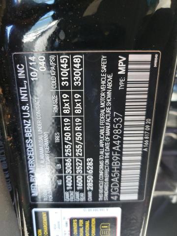 4JGDA5HB9FA498537 - 2015 MERCEDES-BENZ ML 350 4MATIC BLACK photo 12