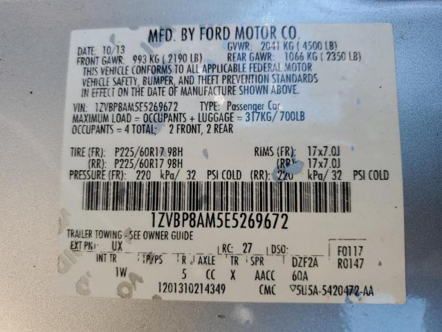 1ZVBP8AM5E5269672 - 2014 FORD MUSTANG SILVER photo 12